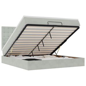 vidaXL Ottoman s&auml;ngram med madrasser ljusgr&aring; 160x200 cm sammet