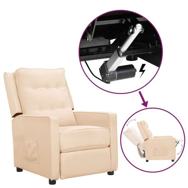 vidaXL f&aring;t&ouml;lj med uppresningshj&auml;lp gr&auml;ddvit tyg