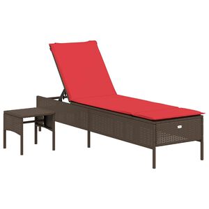 vidaXL Sols&auml;ng med bord och dyna brun polyrotting