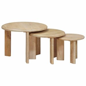 vidaXL Nesting Kaffe Bord 3 st Svart &Oslash; 54 x 40 cm Massivt mangotr&auml;