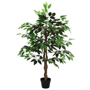 vidaXL Konstgjord Ficusv&auml;xt Gr&ouml;n 90 x 16 x 110 cm Tyg och tr&auml;