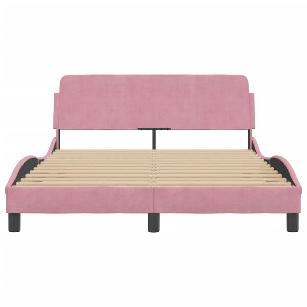 vidaXL Bed Frame with Headboard "Dover" Pink 120x200 cm Velvet