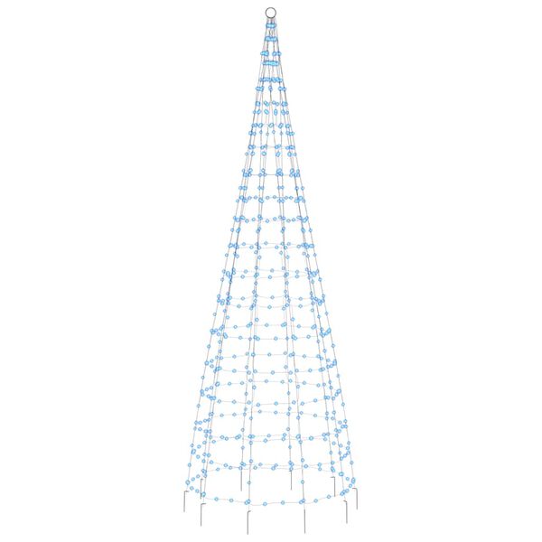 vidaXL LED julgran p&aring; flaggst&aring;ng 550 LED bl&aring; 300 cm