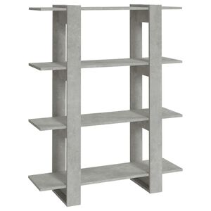 vidaXL Bokhylla/Rumsavdelare betonggr&aring; 100x30x123,5 cm