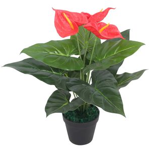 vidaXL Konstv&auml;xt Flamingoblomma med kruka 45 cm r&ouml;d och gul