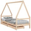 vidaXL S&auml;ngram f&ouml;r barns&auml;ng m. l&aring;dor 90x200 cm massiv furu