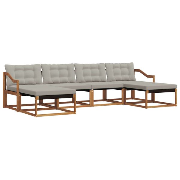 vidaXL Utomhussoffset med kudde 6 pcs Naturlig och Ljus Gr&aring;