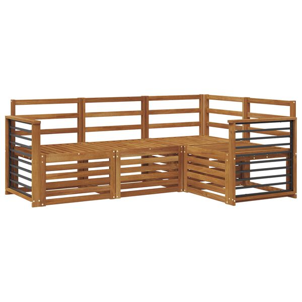 vidaXL Soffgrupper 4 pcs Naturf&auml;rg Massivt Akaciatr&auml;