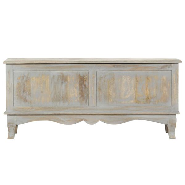 vidaXL F&ouml;rvaringsl&aring;da gr&aring; 100x38x45 cm massivt mangotr&auml;