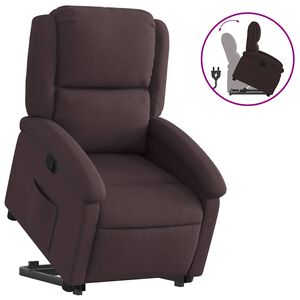 vidaXL Reclinerf&aring;t&ouml;lj med uppresningshj&auml;lp m&ouml;rkbrun tyg