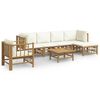 vidaXL Loungegrupp 7 delar gr&auml;ddvita dynor bambu
