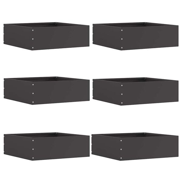 vidaXL Kant f&ouml;r gr&auml;smatta 6 pcs Svart 40 x 40 x 13 cm St&aring;l