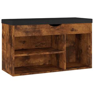vidaXL Skob&auml;nk med dyna r&ouml;kt ek 80x30x47 cm konstruerat tr&auml;