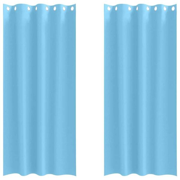 vidaXL M&ouml;rkl&auml;ggningsgardiner med Ringar 2 pcs Ljusbl&aring; 245 x 140 cm