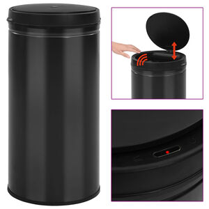 vidaXL Soptunna med automatisk sensor 70 L kolst&aring;l svart