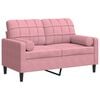 vidaXL 2-sitssoffa med prydnadskuddar rosa 120 cm sammet