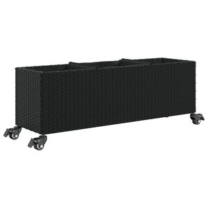 vidaXL Odlingsl&aring;da med hjul & 3 krukor svart 107x32x38 cm konstrotting