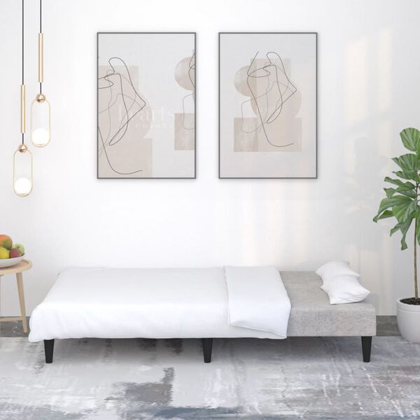 vidaXL B&auml;ddsoffa 2-sits ljusgr&aring; mikrofibertyg