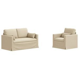 vidaXL Soffset 2 pcs Kr&auml;m 139 x 78 x 80 cm tyg