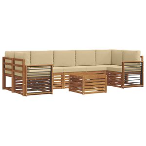 vidaXL Utomhussoffset 8 pcs Naturlig och Beige Massivt Akaciatr&auml;