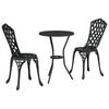 vidaXL Trädgårds Bistro Set 3 pcs Svart Aluminium