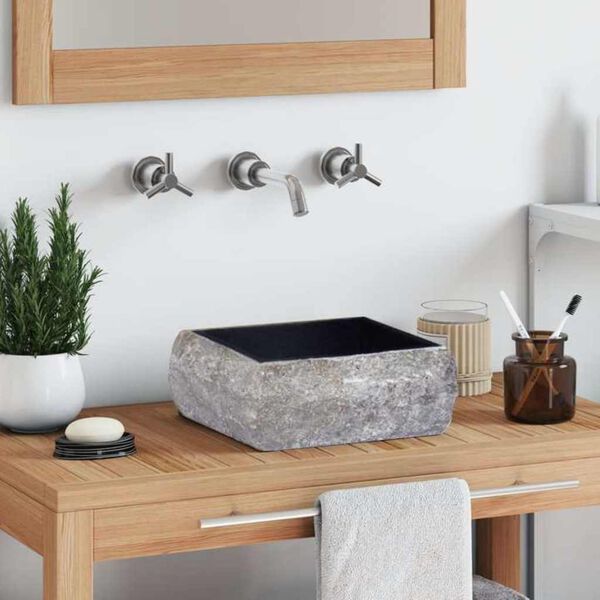 vidaXL Handfat svart 30x30x13 cm marmor