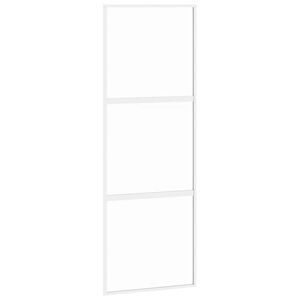 vidaXL Skjutd&ouml;rr vit 76x205 cm h&auml;rdat glas och aluminium