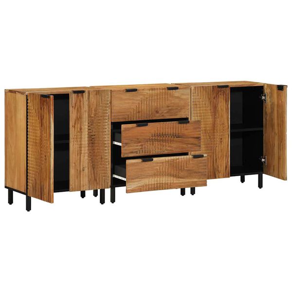 vidaXL Sideboard 3 pcs Brun 60 x 33 x 75 cm Massivt akaciatr&auml;