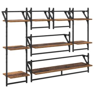 vidaXL V&auml;gghyllset 6 st Gammalt tr&auml; 100 x 25 x 30 cm Konstruerat tr&auml;
