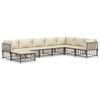 vidaXL Loungegrupp 8 delar med dynor antracit konstrotting
