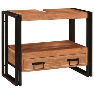 vidaXL Sminksk&aring;p med l&aring;da Brun 71 x 33 x 58 cm Massivt Akaciatr&auml;