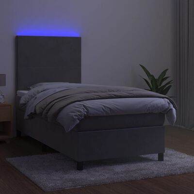 vidaXL Ramsäng med madrass & LED ljusgrå 80x200 cm sammet