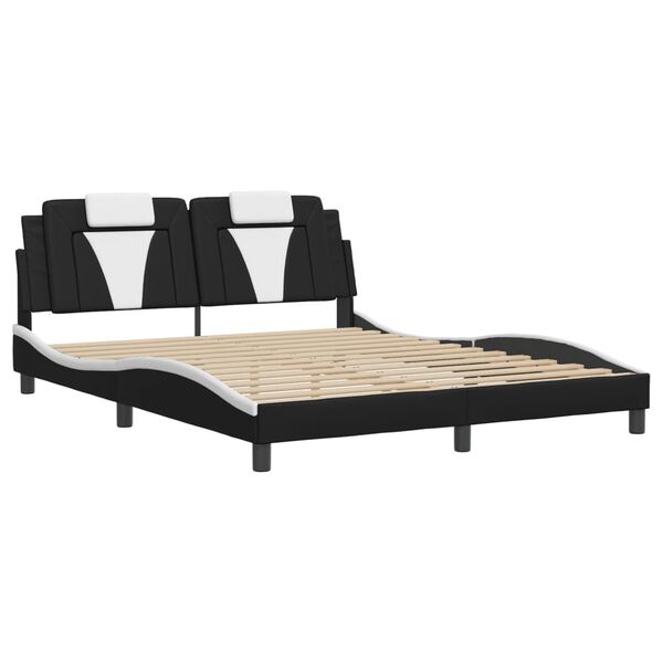 vidaXL Bed Frame "Viana" without Mattress Black and White 160x200 cm Faux Leather