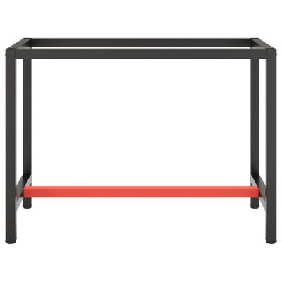 vidaXL Ram för arbetsbänk matt svart och matt röd 110x50x79 cm metall