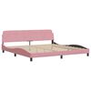 vidaXL Bed Frame with LED without Mattress "Hanko" Pink 200x200 cm Velvet