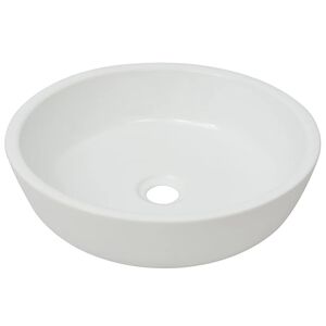 vidaXL Handfat rund keramik vit 42x12 cm