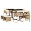 vidaXL Matgrupp f&ouml;r tr&auml;dg&aring;rden med dynor 9 delar beige konstrotting