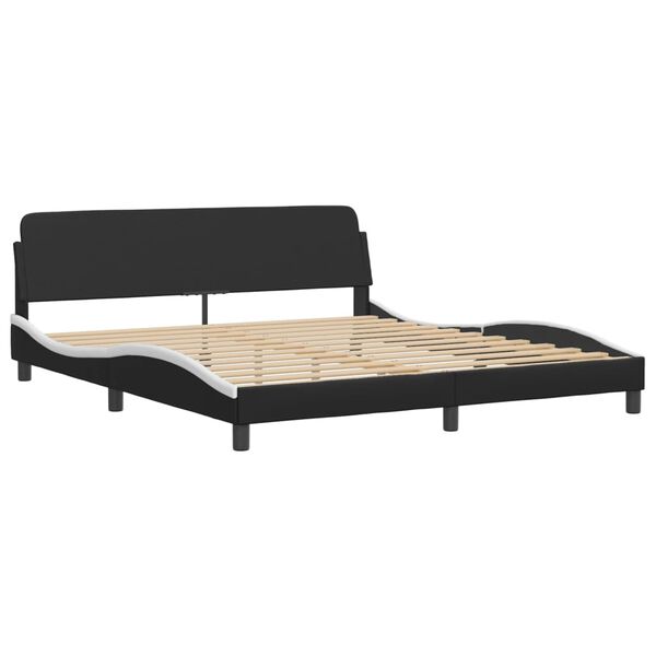 vidaXL Bed with Mattress "Hvar" Black and White 180x200 cm Faux Leather