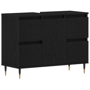 vidaXL Badrumssk&aring;p med handfat Svart Ek 80 x 33 x 60 cm