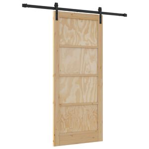 vidaXL Skjutd&ouml;rr Naturlig och svart 86 x 198,5 cm Massiv furu