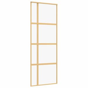 vidaXL Skjutdörr guld 76x205 cm klart ESG-glas och aluminium