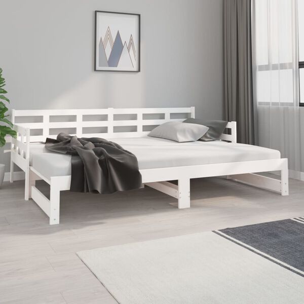 vidaXL Bäddsoffa vit massiv furu 2x(80x200) cm