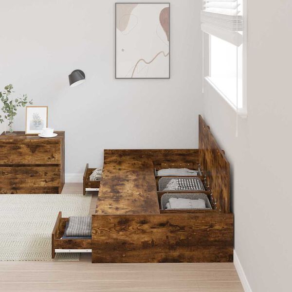 vidaXL Sängram med huvudgavel Rökt ek 80 x 200 cm Konstruerat trä