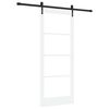 vidaXL Skjutd&ouml;rr 83 x 202 cm Massivt talltr&auml; och glas Vit