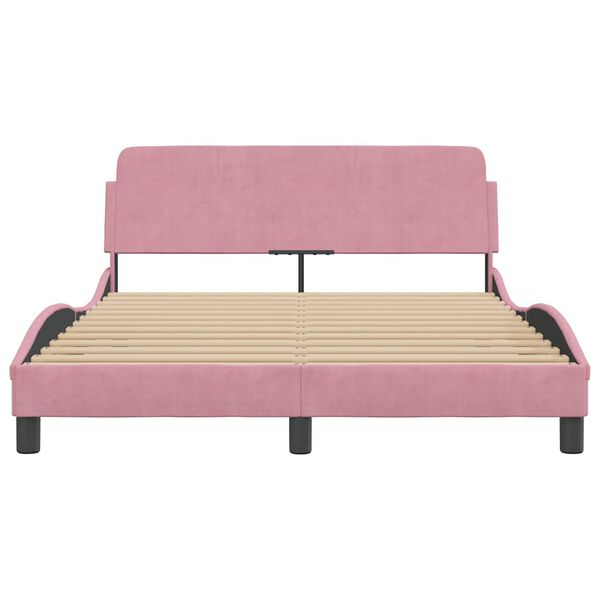 vidaXL Bed Frame with Headboard "Dover" Pink 140x200 cm Velvet