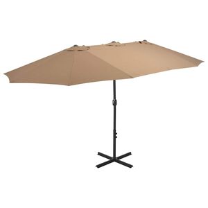 vidaXL Tr&auml;dg&aring;rdsparasoll med aluminiumst&aring;ng 460x270 cm taupe