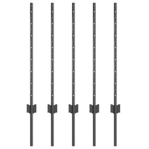 vidaXL Inb&auml;ddad staketpost 5 st Gr&aring; 120 cm Pulverlackerat st&aring;l