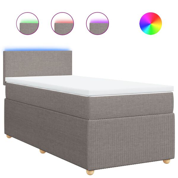 vidaXL Rams&auml;ng med madrass taupe 90x190 cm tyg