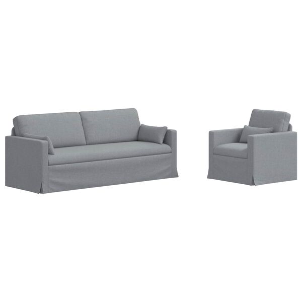 vidaXL Soffa 2 pcs Ljusgr&aring; 198 x 78 x 80 cm tyg