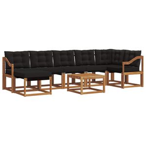 vidaXL Utomhussoffset med kudde 8 pcs Naturlig och svart